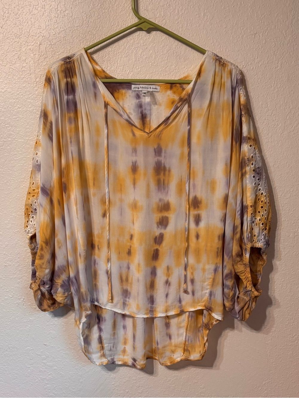 Young Fabulous & Broke Tie Dye Eyelet Oversized Top Medium